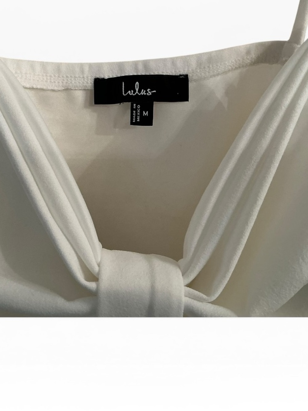 Lulu's Ivory Bow Front Satin Bandeau Bodysuit - Picture 2 of 3